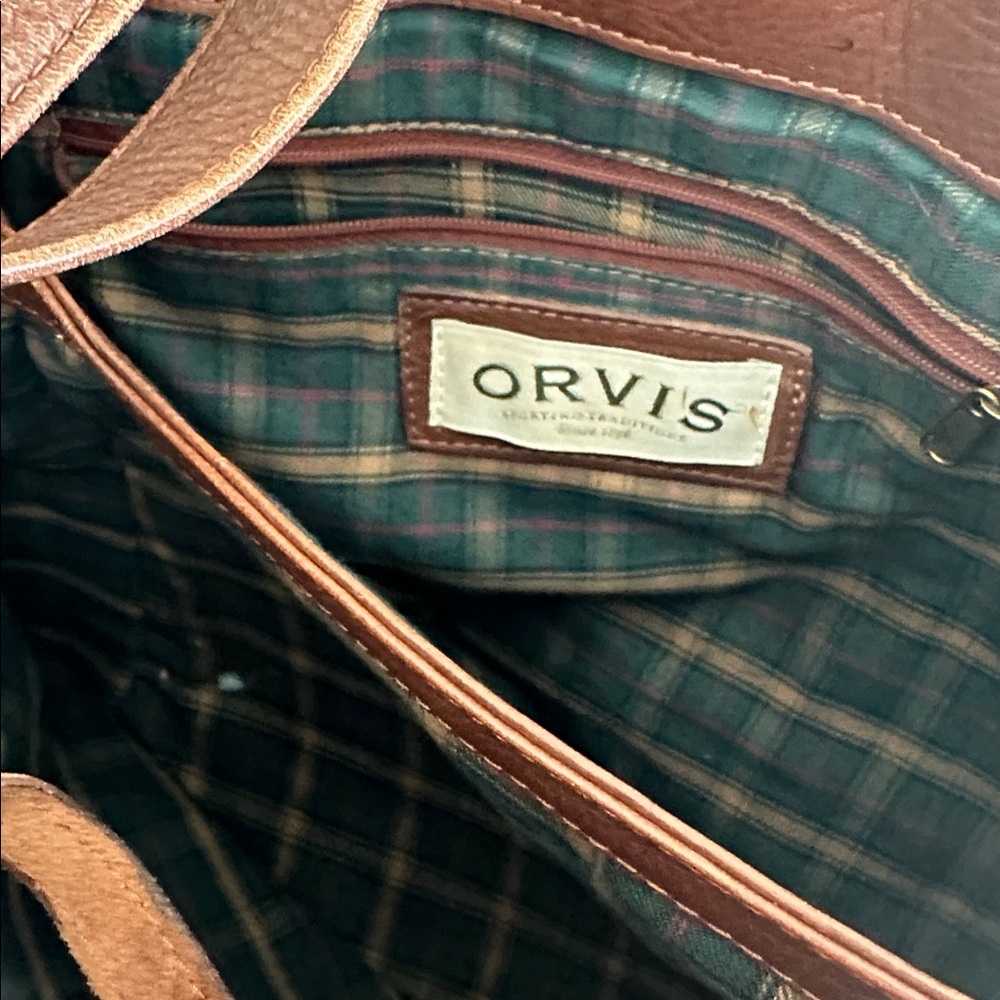 ORVIS Bullhide Pebbled Grained Leather Backpack Bag Vintage